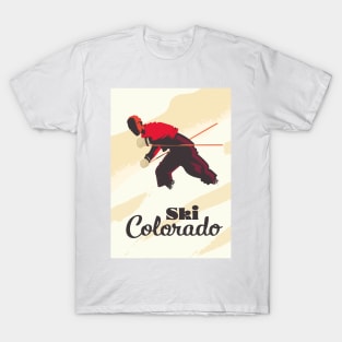 Skiing Colorado travel poster. T-Shirt